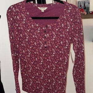 Lucky Brand Purple Floral Button Blouse